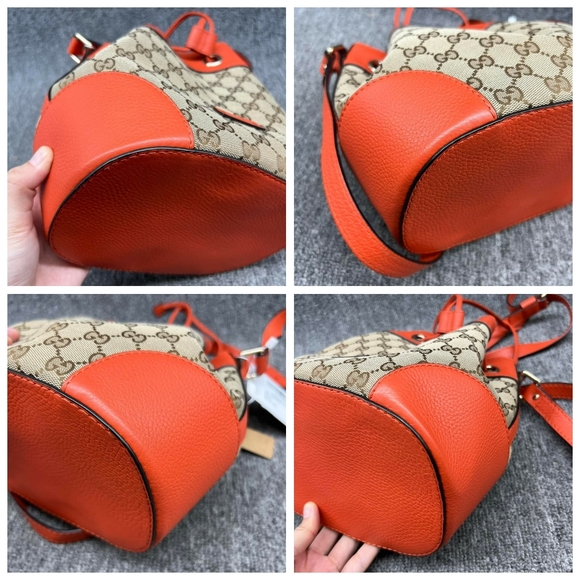 100% Authentic Gucci Brown GG Canvas Drawstring Bucket Shoulder Bag - Picture 10 of 15